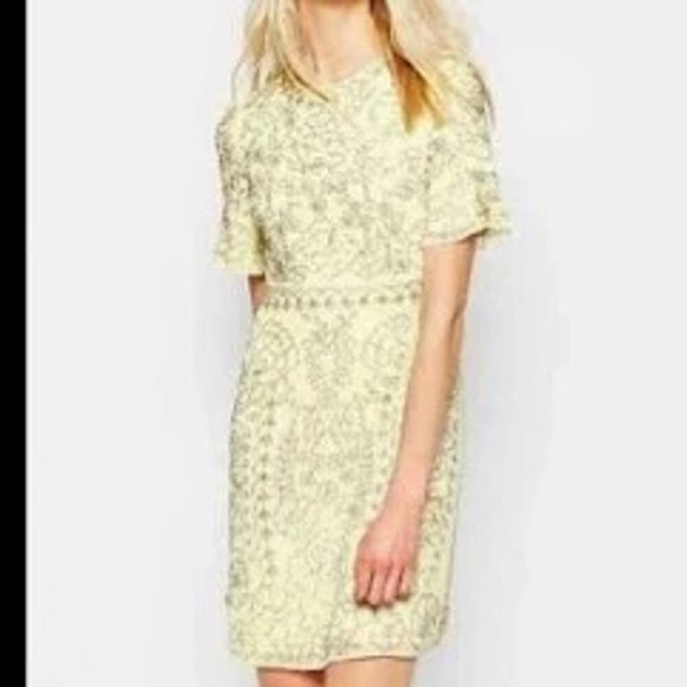 Needle & Thread Summer Beaded Sheath Pale Yellow Delicate Wedding Guest Women 4